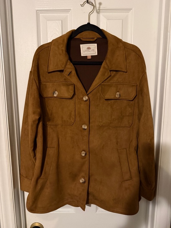 +1 Sunset Lane Jackets & Blazers - Suede-Look Tan Utility Jacket